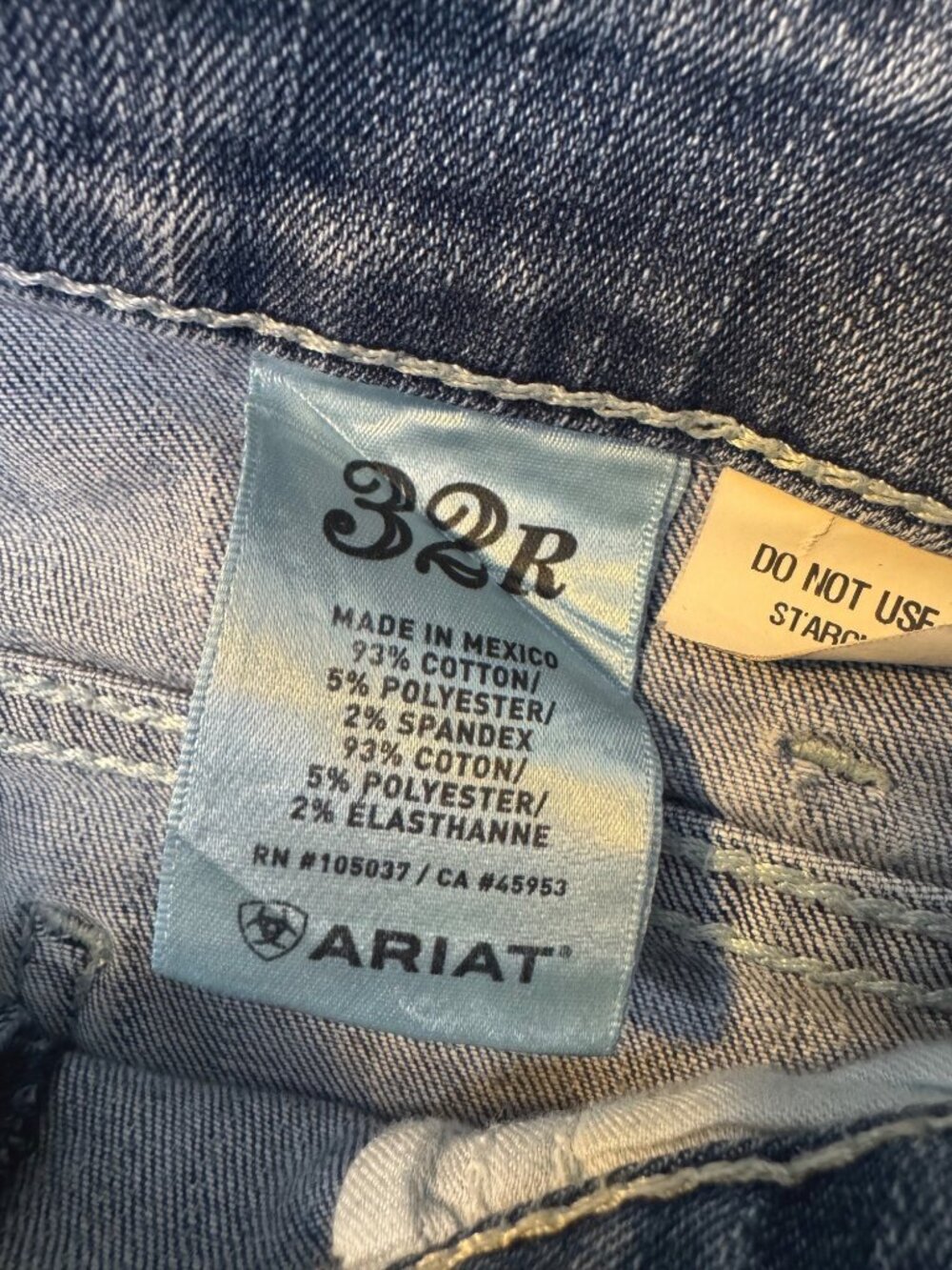 Ariat Trouser Mid Rise Size 32 Wide Leg  Jeans Baseball Stitch Denim - Picture 4 of 12